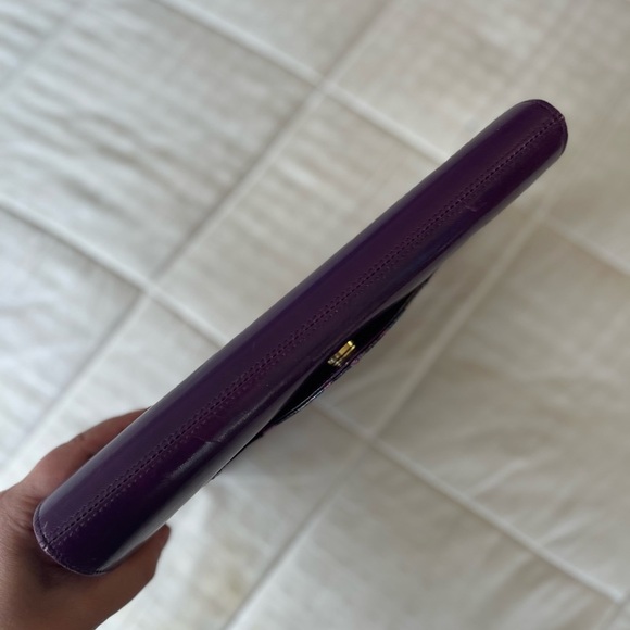 Vintage 80s Genuine Leather Snakeskin Crossbody Clutch Bag OS Purple Multi - Picture 7 of 16